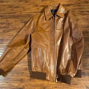 Bobby Jones S Bomber Leather Jacket Lined Acetate Made In Turkey NEW